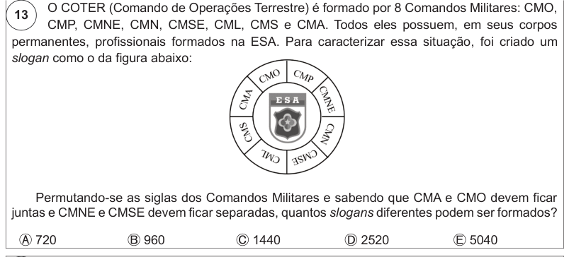 Visual da questão ESA 2025 Q13